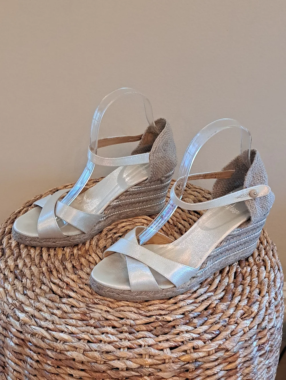 Castaner Womens Buti Summer Luxury Champange Silver Espadrille Sandals 40/9.5